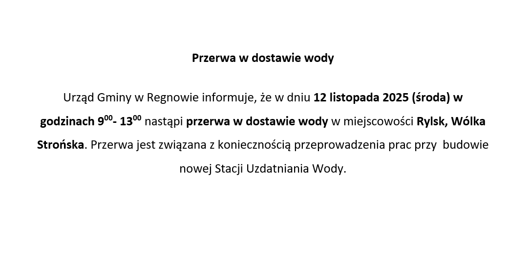 Informacja o przerwie w dostawie wody