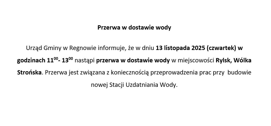 Informacja o przerwie w dostawie wody